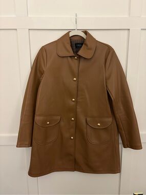 Sferra Brown Faux Leather Button-Front Coat